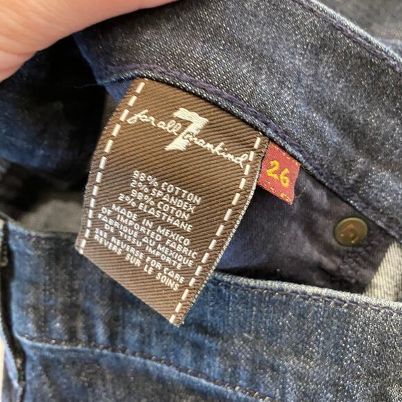 7 for all Mankind Blue Bootcut Jeans with Rhinestones Bling Size 26 - Picture 5 of 10